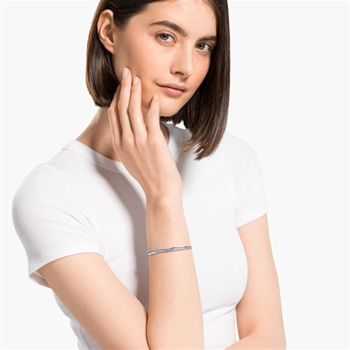TWIST:BANGLE ROWS 125. YIL, MAVİ, RODYUM KAPLAMA