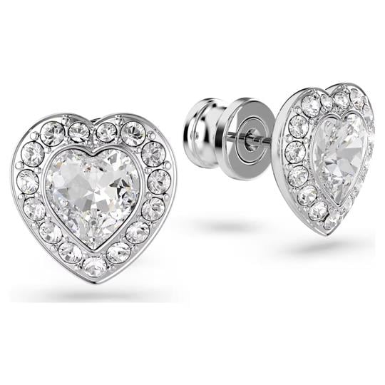 ÜnçerlerAriana Grande x Swarovski düğme Küpeler Karışık kesimler, Kalp, Beyaz, Rodyum kaplama