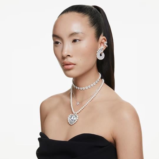 ÜnçerlerAriana Grande x Swarovski Kolye Karışık kesimler, Kalp, Beyaz, Rodyum kaplama