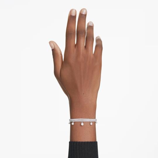 ÜnçerlerAriana Grande x Swarovski Kristal inci, Yuvarlak kesim, Beyaz, Rodyum kaplama Bileklik M