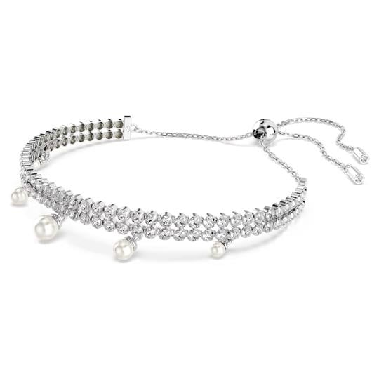 ÜnçerlerAriana Grande x Swarovski Kristal inci, Yuvarlak kesim, Beyaz, Rodyum kaplama Bileklik M