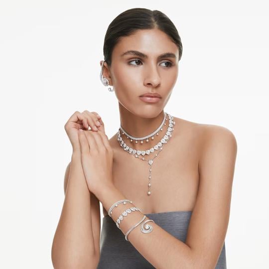 ÜnçerlerAriana Grande x Swarovski Tennis Karışık kesimler, Kalp, Beyaz, Rodyum kaplama Bileklik M