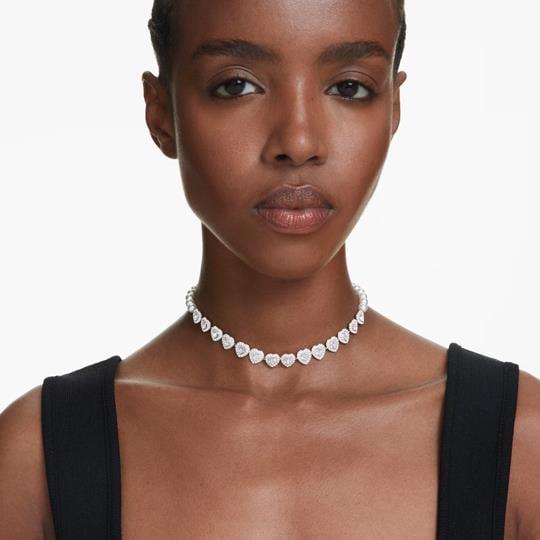 ÜnçerlerAriana Grande x Swarovski Tennis gerdanlık Karışık kesimler, Kalp, Beyaz, Rodyum kaplama
