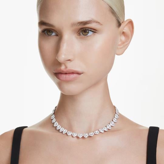 ÜnçerlerAriana Grande x Swarovski Tennis kolye Karışık kesimler, Kalp, Beyaz, Rodyum kaplama