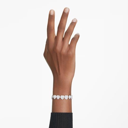 ÜnçerlerAriana Grande x Swarovski Tennis Karışık kesimler, Kalp, Beyaz, Rodyum kaplama Bileklik M