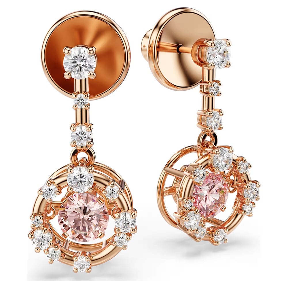 ÜnçerlerConstella damla küpeler Yuvarlak kesim, Dancing stone, Pembe, 18k pembe altın rengi yüzey