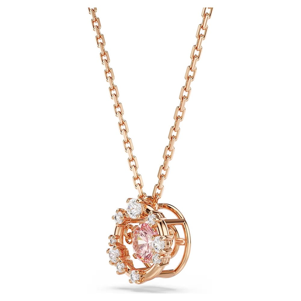 ÜnçerlerConstella Kolye Yuvarlak kesim, Dancing stone, Pembe, 18k pembe altın rengi yüzey