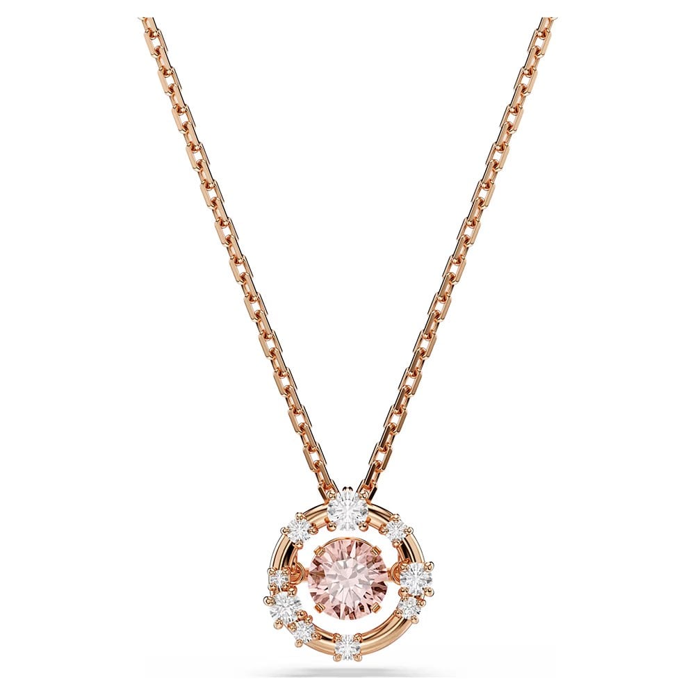 ÜnçerlerConstella Kolye Yuvarlak kesim, Dancing stone, Pembe, 18k pembe altın rengi yüzey