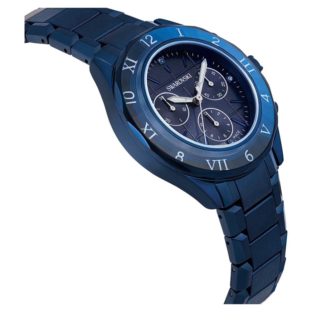 ÜnçerlerDextera chrono Saat 39 mm, İsviçre Üretimi, Metal bileklik, Mavi, Mavi yüzey