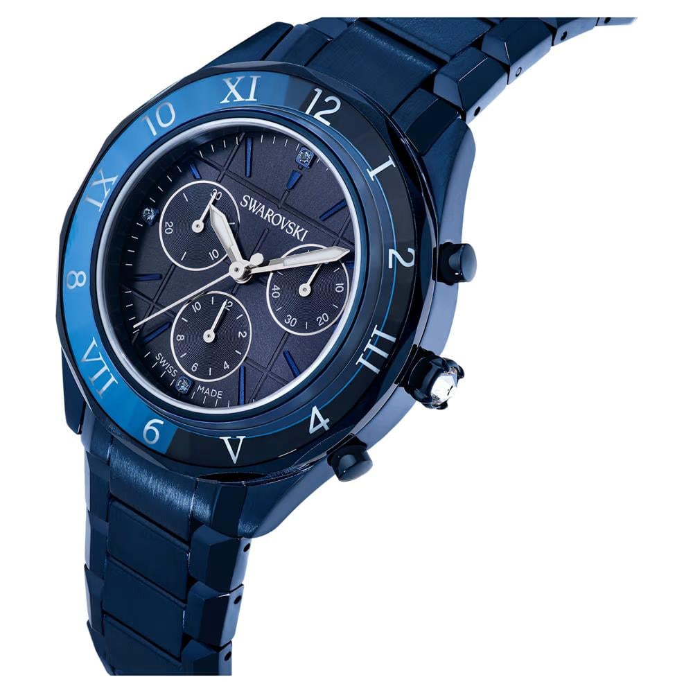 ÜnçerlerDextera chrono Saat 39 mm, İsviçre Üretimi, Metal bileklik, Mavi, Mavi yüzey