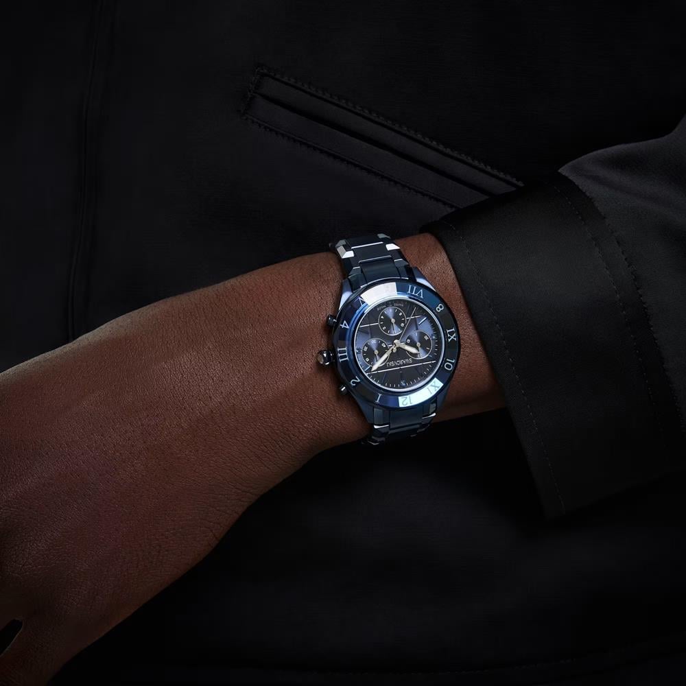 ÜnçerlerDextera chrono Saat 39 mm, İsviçre Üretimi, Metal bileklik, Mavi, Mavi yüzey