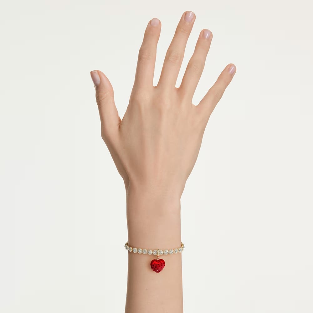 ÜnçerlerIdyllia Charm Yuvarlak kesim, Kalp, Kırmızı, 18k altın rengi yüzey