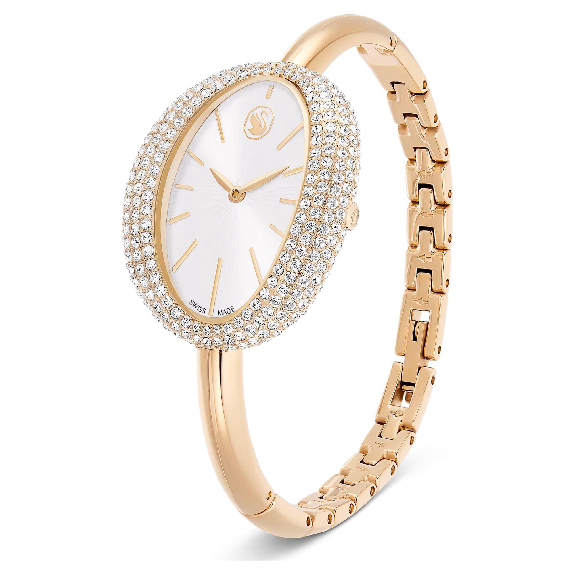 ÜnçerlerImber bangle Saat İsviçre Üretimi, Metal bileklik, Altın Rengi, Şampanya altın rengi yüzey
