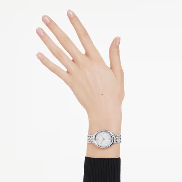 ÜnçerlerImber oval Saat İsviçre Üretimi, Metal bileklik, Gümüş Rengi, Paslanmaz çelik