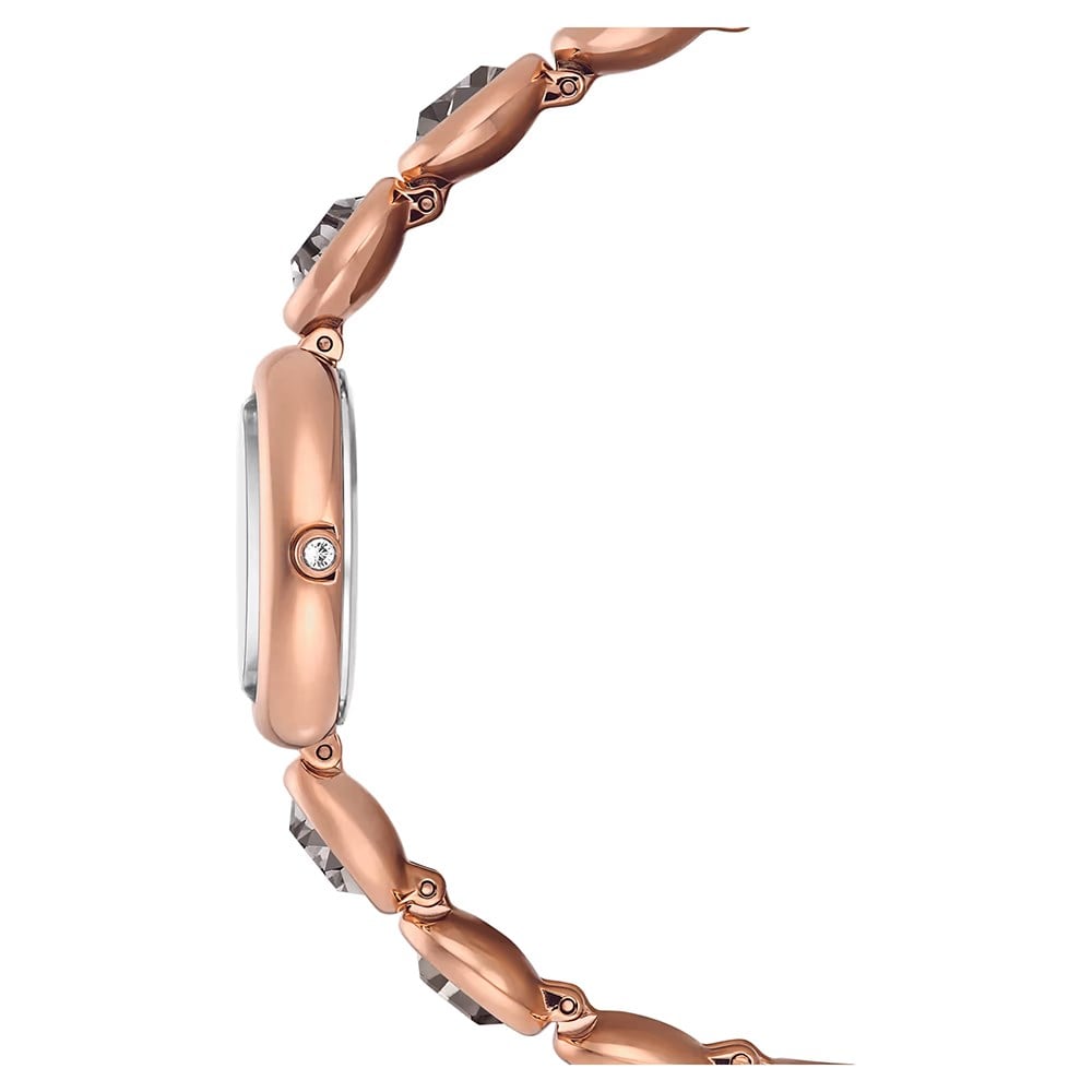 ÜnçerlerImber oval Saat İsviçre Üretimi, Metal bileklik, Siyah, Pembe altın rengi yüzey