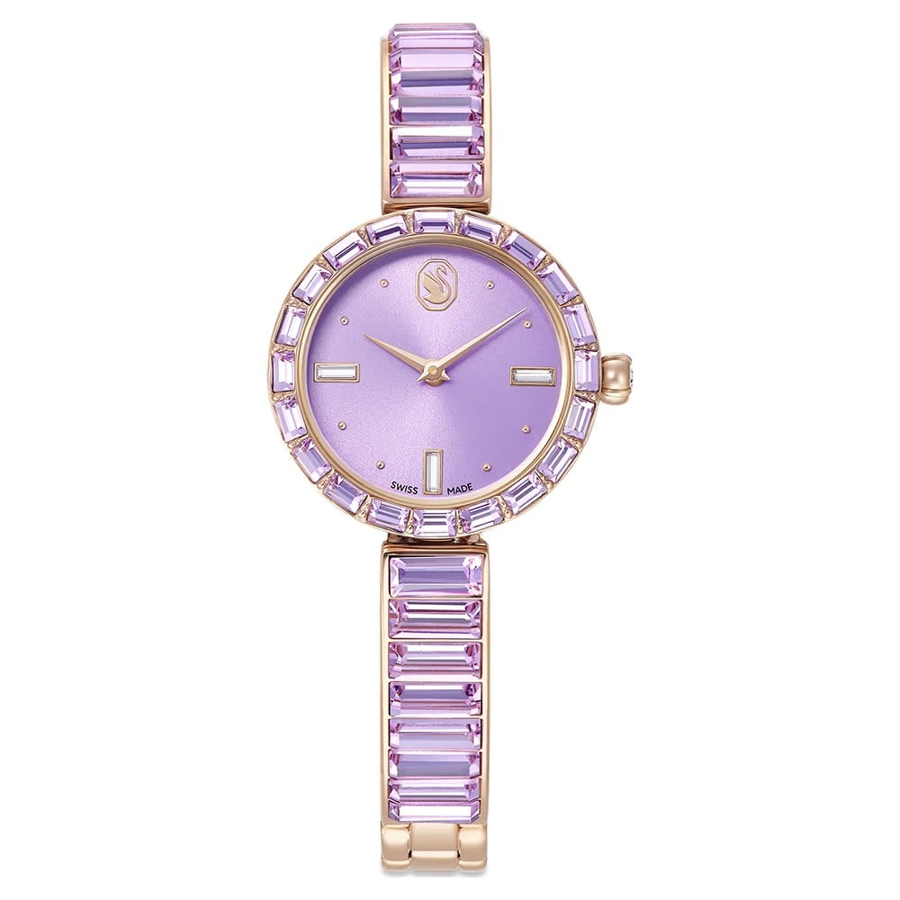 ÜnçerlerMatrix bangle Saat İsviçre Üretimi, Kristal bileklik, Mor, Şampanya altın rengi yüzey