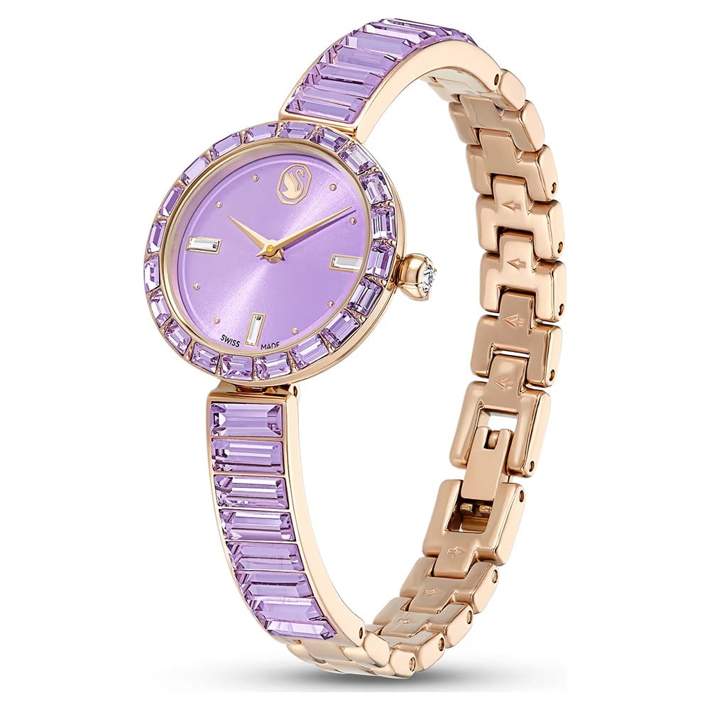 ÜnçerlerMatrix bangle Saat İsviçre Üretimi, Kristal bileklik, Mor, Şampanya altın rengi yüzey