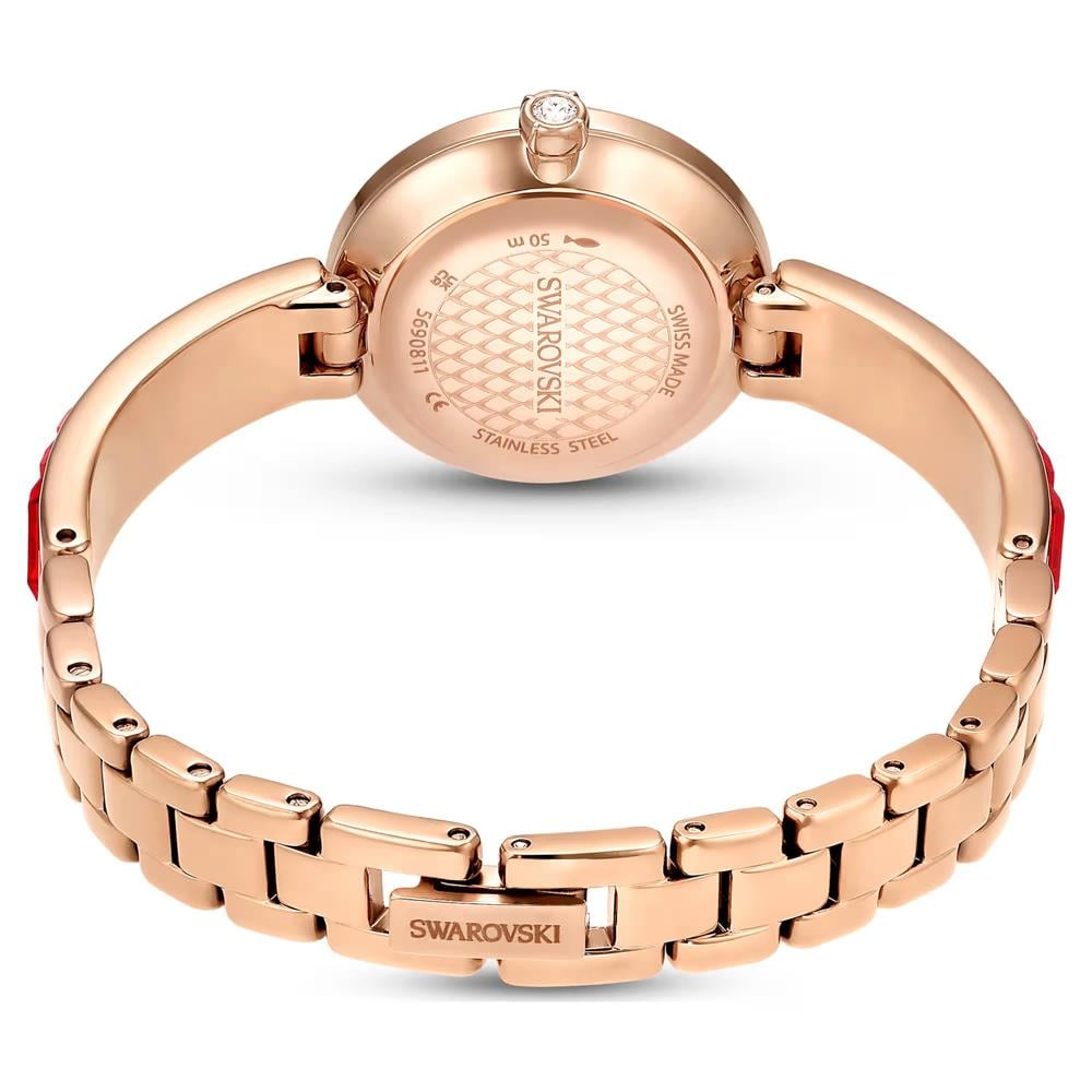 ÜnçerlerMatrix bangle Saat İsviçre Üretimi, Kristal bileklik, Kırmızı, Pembe altın rengi yüzey
