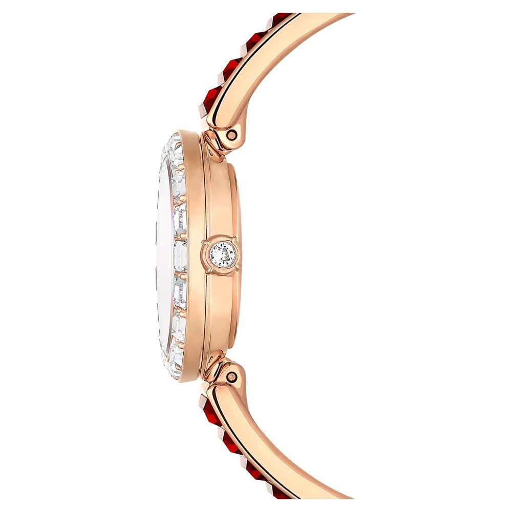 ÜnçerlerMatrix bangle Saat İsviçre Üretimi, Kristal bileklik, Kırmızı, Pembe altın rengi yüzey