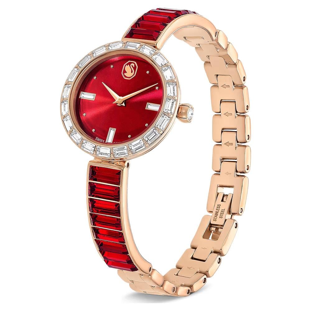 ÜnçerlerMatrix bangle Saat İsviçre Üretimi, Kristal bileklik, Kırmızı, Pembe altın rengi yüzey