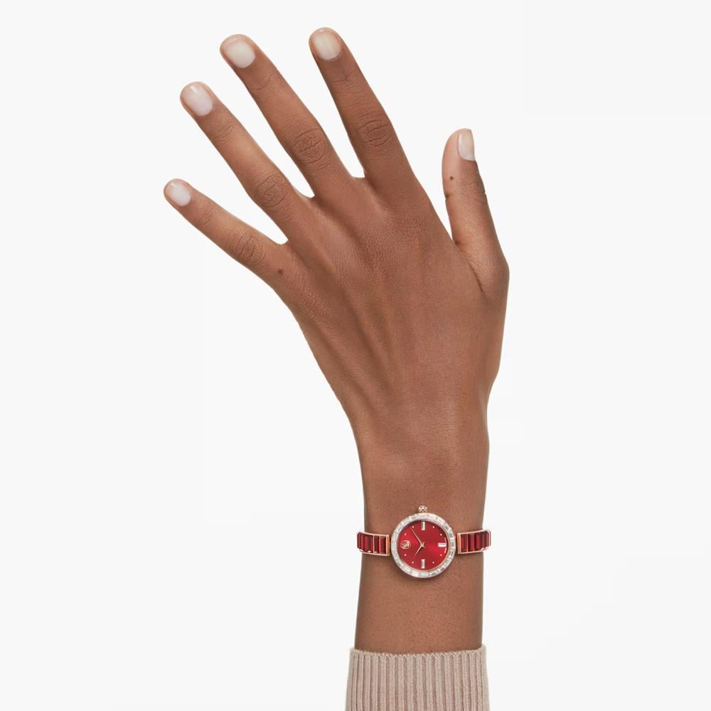 ÜnçerlerMatrix bangle Saat İsviçre Üretimi, Kristal bileklik, Kırmızı, Pembe altın rengi yüzey