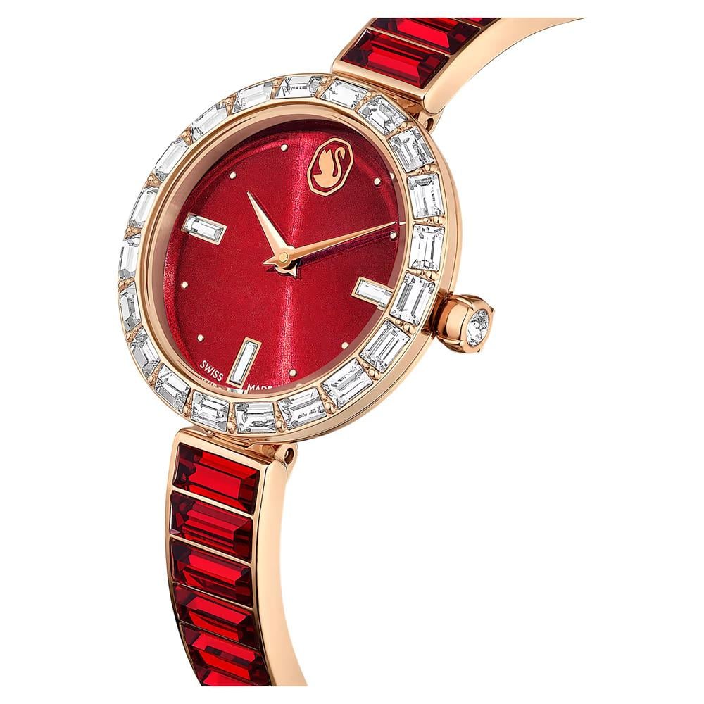 ÜnçerlerMatrix bangle Saat İsviçre Üretimi, Kristal bileklik, Kırmızı, Pembe altın rengi yüzey