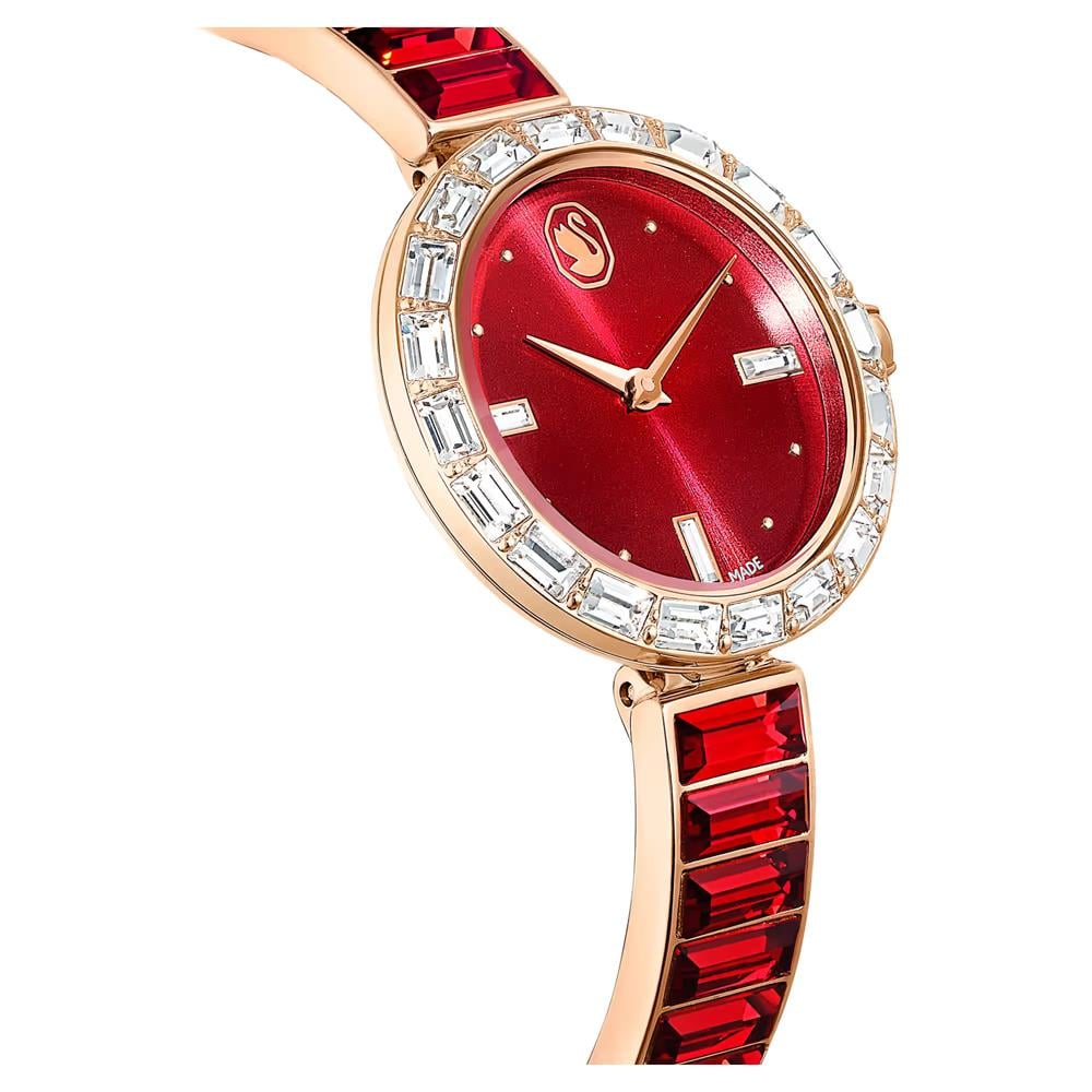 ÜnçerlerMatrix bangle Saat İsviçre Üretimi, Kristal bileklik, Kırmızı, Pembe altın rengi yüzey