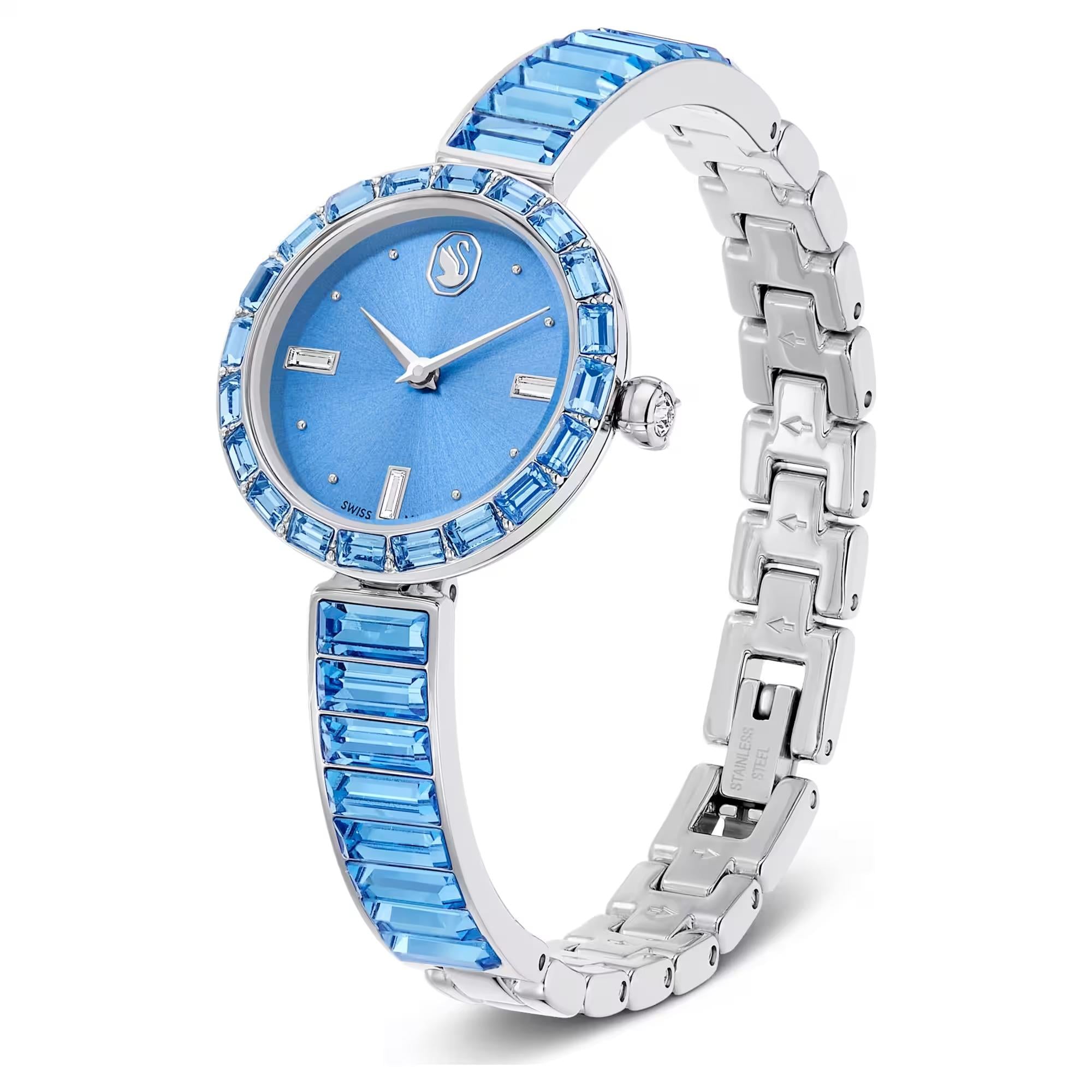 ÜnçerlerMatrix bangle Saat İsviçre Üretimi, Kristal bileklik, Mavi, Paslanmaz çelik