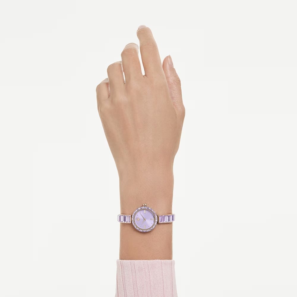 ÜnçerlerMatrix bangle Saat İsviçre Üretimi, Kristal bileklik, Mor, Şampanya altın rengi yüzey