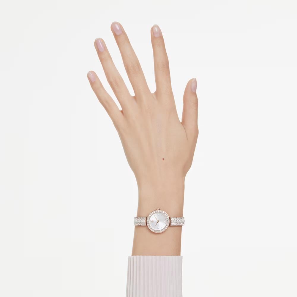 ÜnçerlerMatrix pearl bangle Halka bileklik saat İsviçre Üretimi, Kristal bileklik, Pembe altın rengi yüzey
