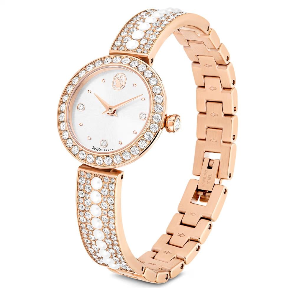 ÜnçerlerMatrix pearl bangle Halka bileklik saat İsviçre Üretimi, Kristal bileklik, Pembe altın rengi yüzey