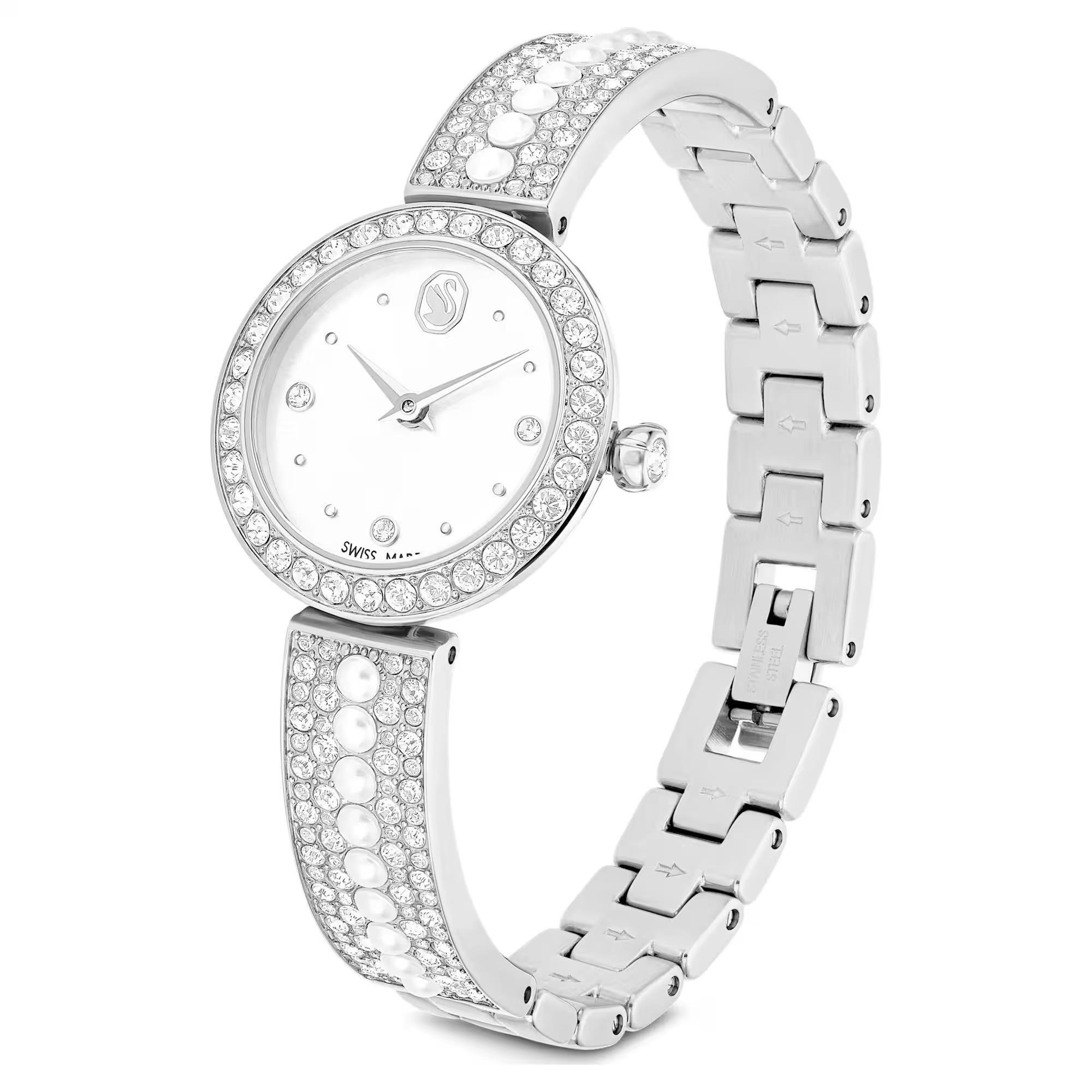 ÜnçerlerMatrix pearl bangle Saat İsviçre Üretimi, Kristal bileklik, Beyaz, Paslanmaz çelik