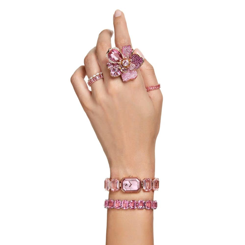 ÜnçerlerSaat Sekizgen kesim bileklik, Pembe, Pembe altın rengi yüzey