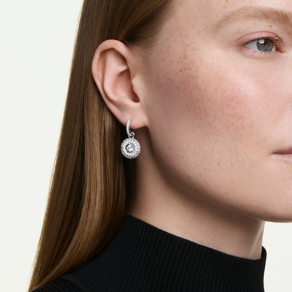 ÜnçerlerSublima damla küpeler Yuvarlak kesim, Beyaz, Rodyum kaplama