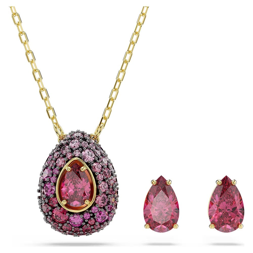 ÜnçerlerSublima Set Set (2), Armut kesim, Kırmızı, 18k altın rengi yüzey