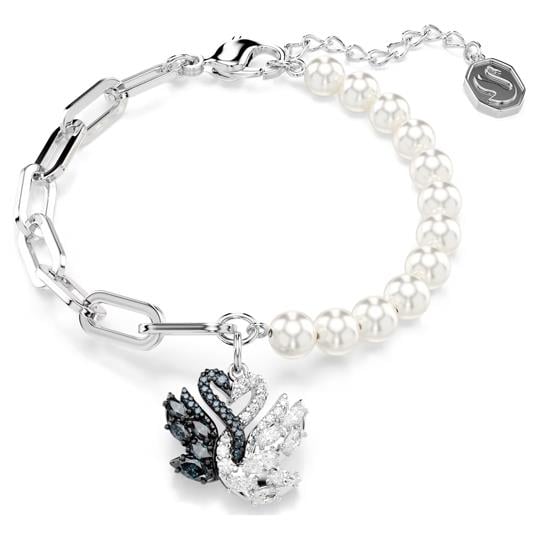 ÜnçerlerSwan Kristal inci, Kuğu, Siyah, Karışık metal yüzey Bileklik M