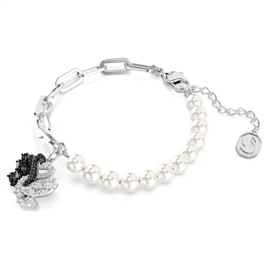 ÜnçerlerSwan Kristal inci, Kuğu, Siyah, Karışık metal yüzey Bileklik M