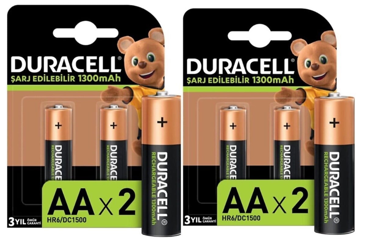 Duracell AA Şarjedilebilir Kalem Pil 4'lü 1300mah