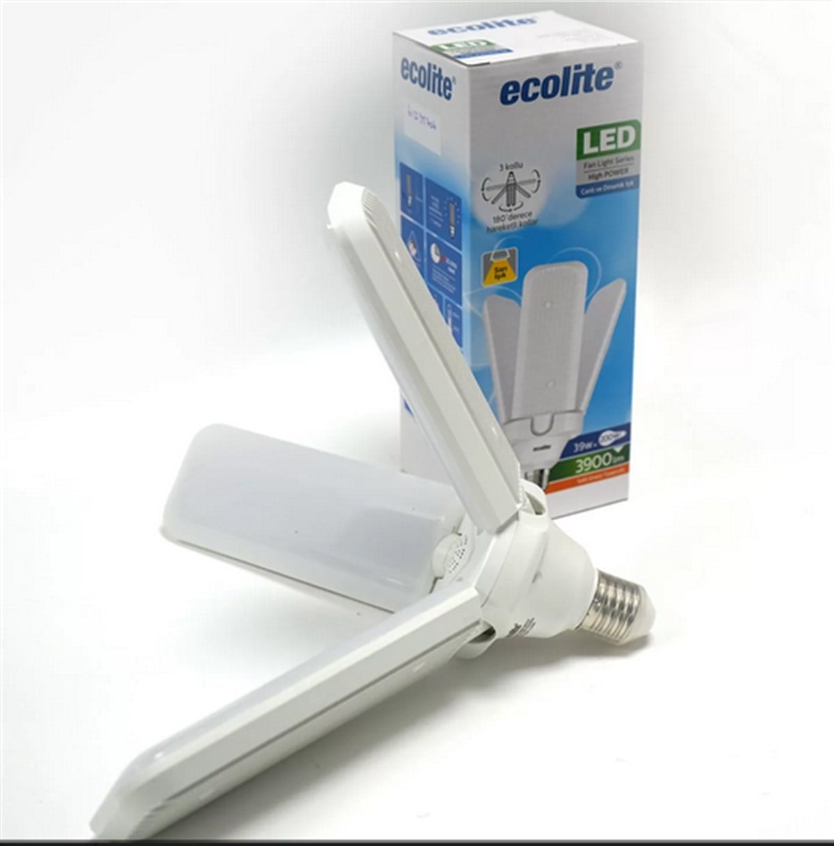 Ecolite 39W Üç Kollu Fan Light Ampul E27 6500 k Beyaz Işık