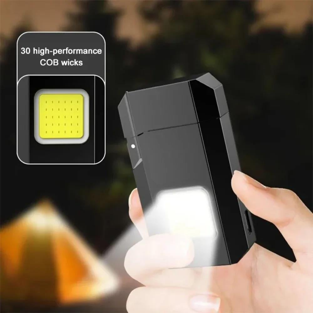 Gold Silver GS-4000 Su Geçirmez COB LED Tip-C Şarjlı Elektrikli Çakmak Cep Işığı
