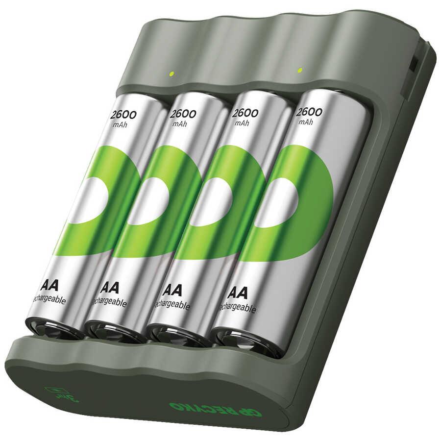 GP B441 USB Pil Şarj Cihazı 4 Adet 2600 AA Kalem Pilli Set
