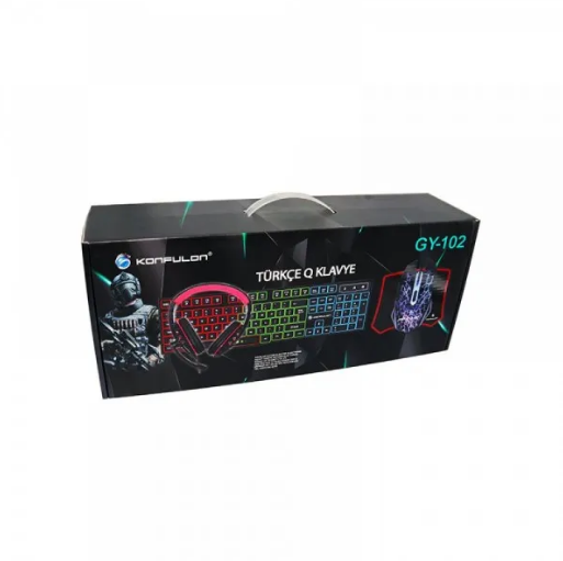 Konfulon GY102 Türkçe Q RGB Işıklı Gaming Klavye Mouse MousePad Oyuncu Kulaklığı 4in1 Set
