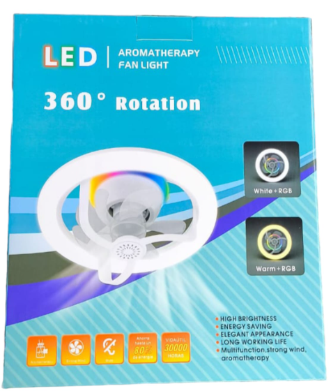 LED Vidalı Fan Işığı E27 Uzaktan Kumanda RGB Modern Tavan Vantilatörü Işığı Süper Sessiz