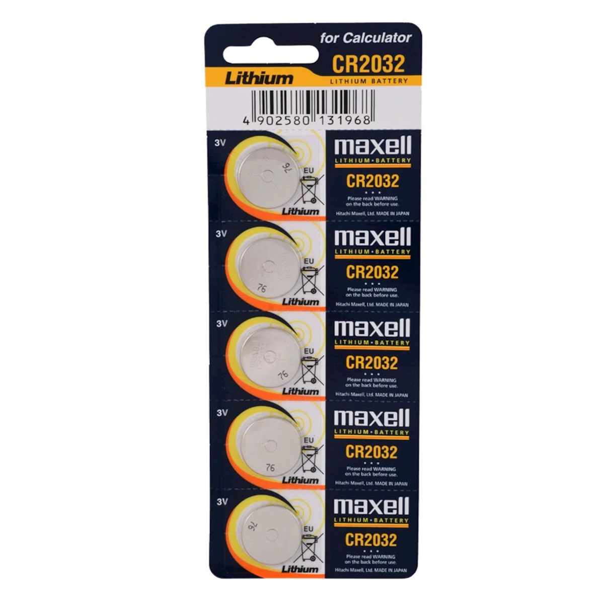 Maxell CR2032 Lityum Düğme Pil 5'li Kartela 10 Kart 50 Adet
