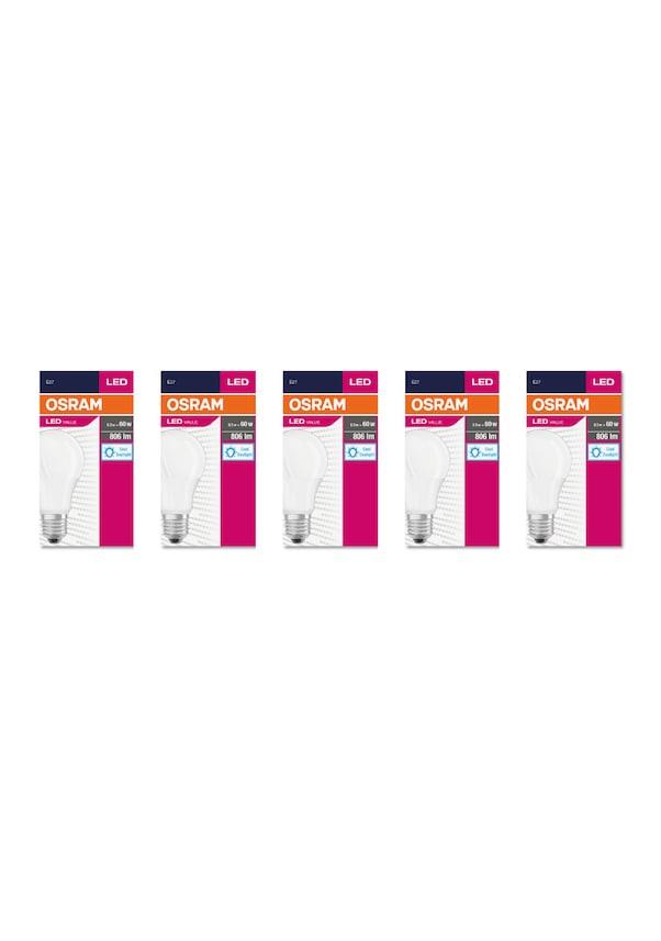 Osram Led Value 8,5W Beyaz Işık E-27 806lm Ampul 5'li Paket