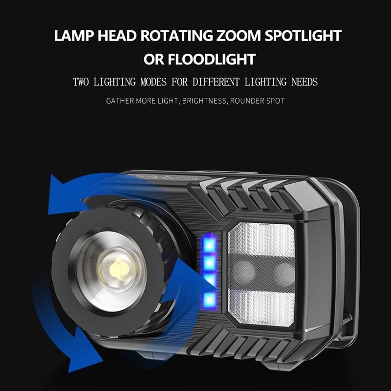 Peakstar PS-571 Sensör XPG COB LED USB Şarj Edilebilir Lityum Pilli Zoomlu Kafa Lambası