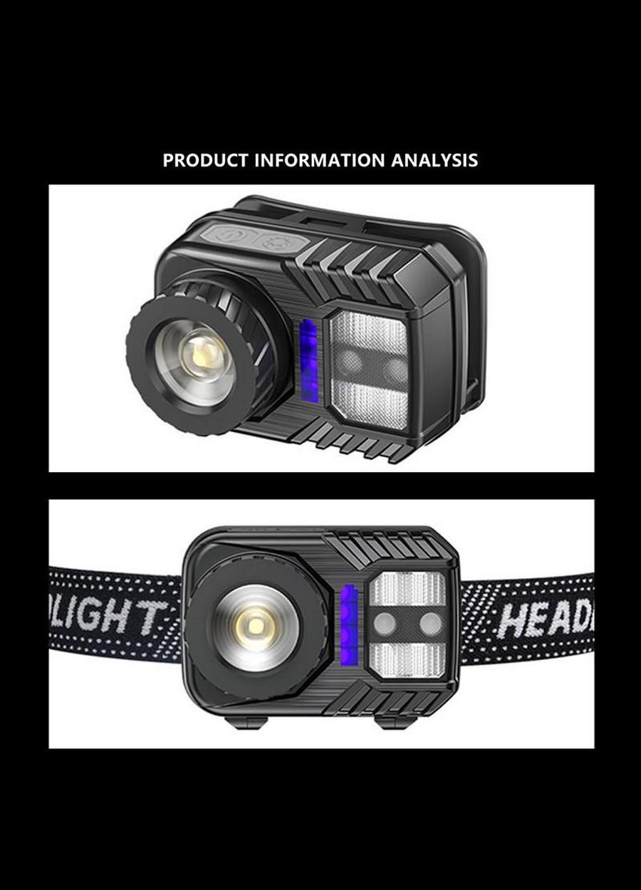 Peakstar PS-571 Sensör XPG COB LED USB Şarj Edilebilir Lityum Pilli Zoomlu Kafa Lambası