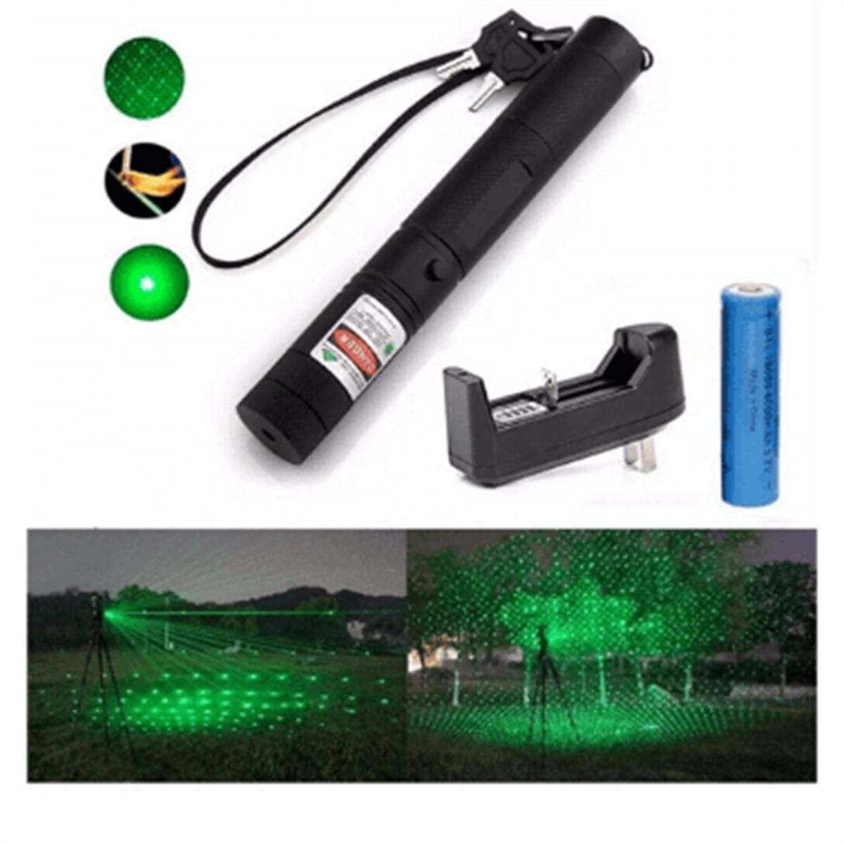 Polizei Şarjlı Turbo Yeşil Lazer Pointer Kibrit Yakabilen 15000 Mv Güç 5000MW	