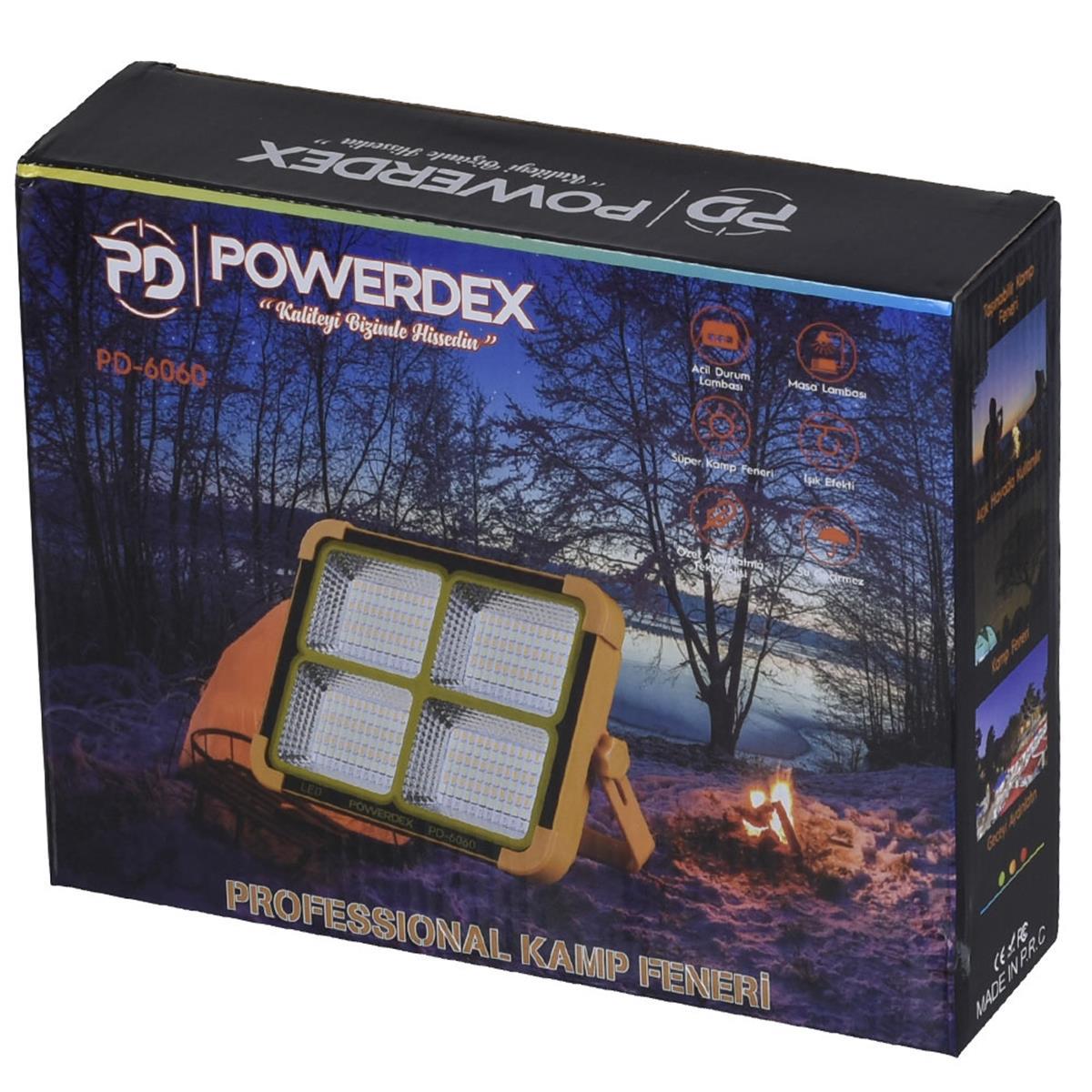 Powerdex PD-6060  LED güneş enerjili şarj edilebilir çalışma lambaları, 100 W 