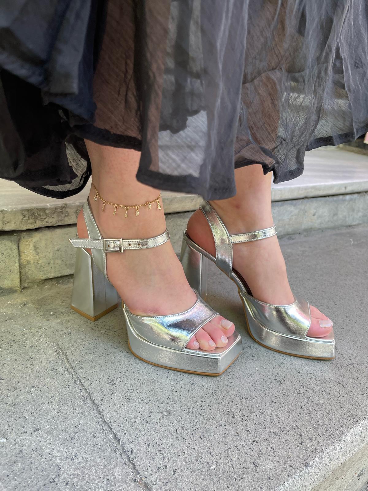 550-lame renk kadın platform abiye ayakkabı